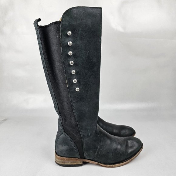 Lucchese Spirit Size 7 Women Annie Smokey Charcoal Leather Riding Tall Boot READ - Picture 15 of 16